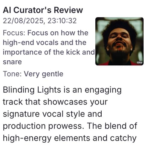 AI Curator Review screenshot (light)